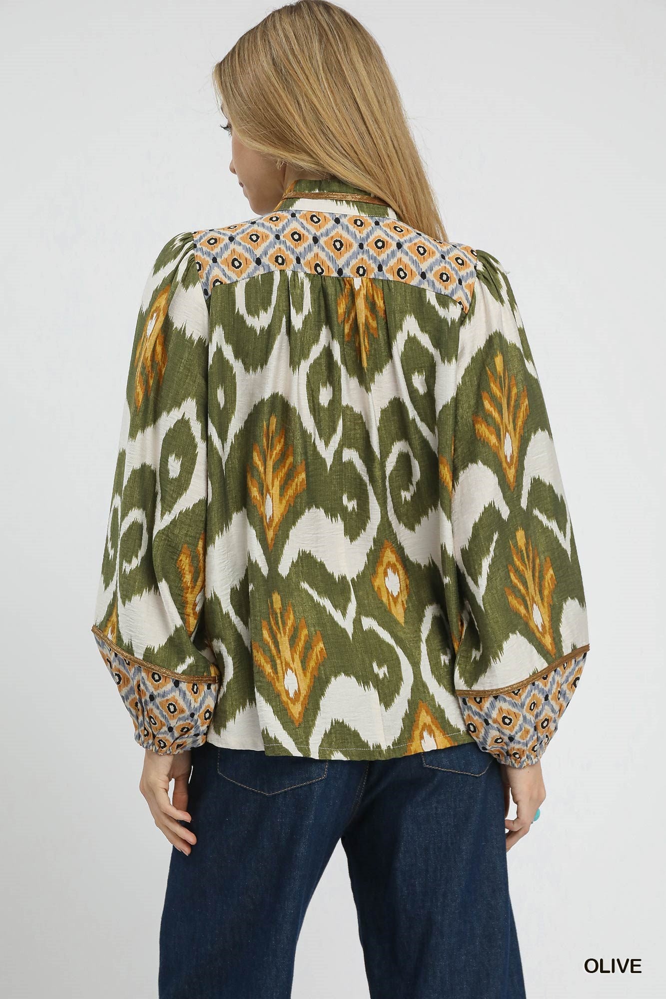Ikat Print Boho Blouse
