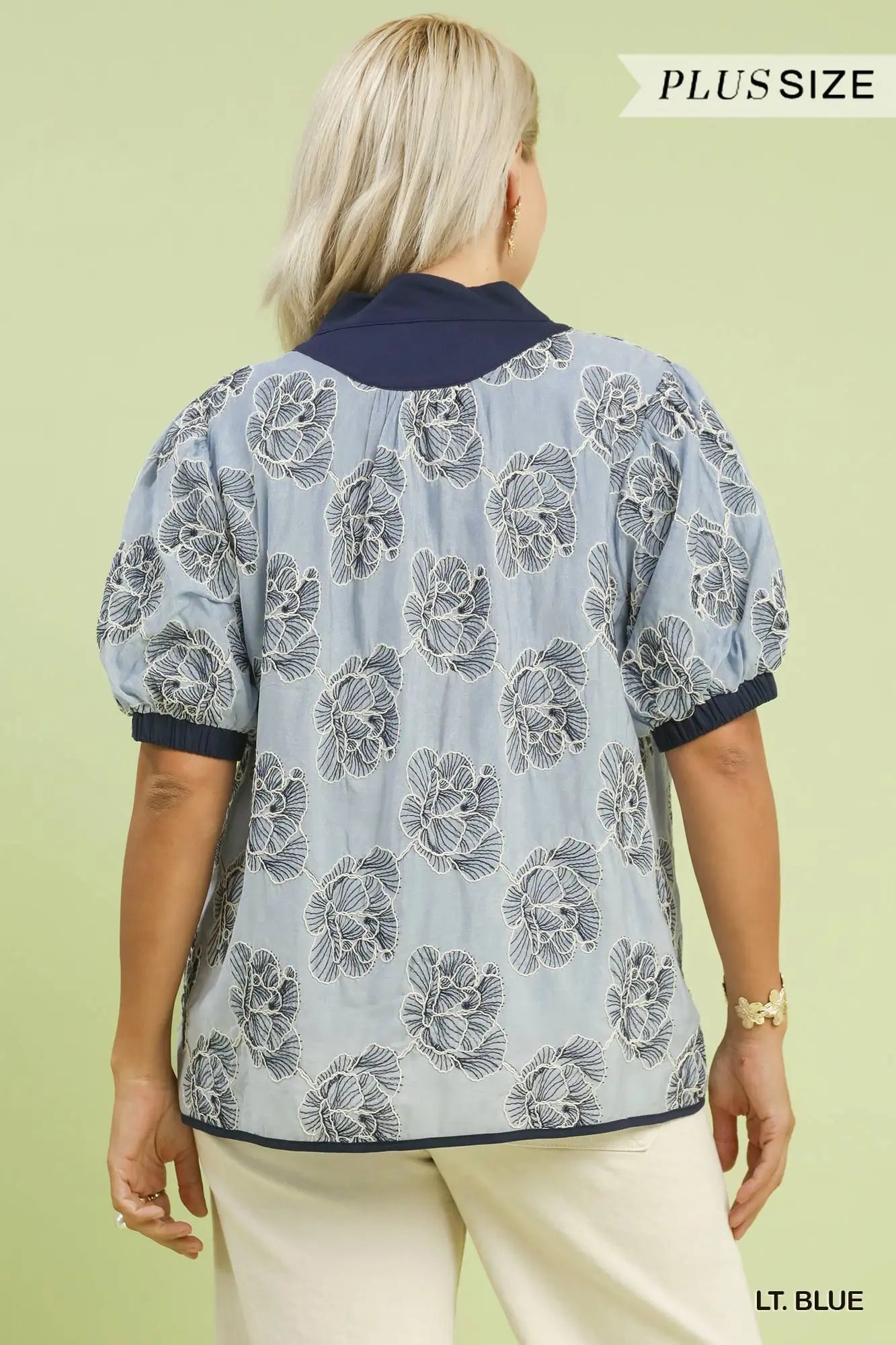 Embroidered Puff Sleeve Top