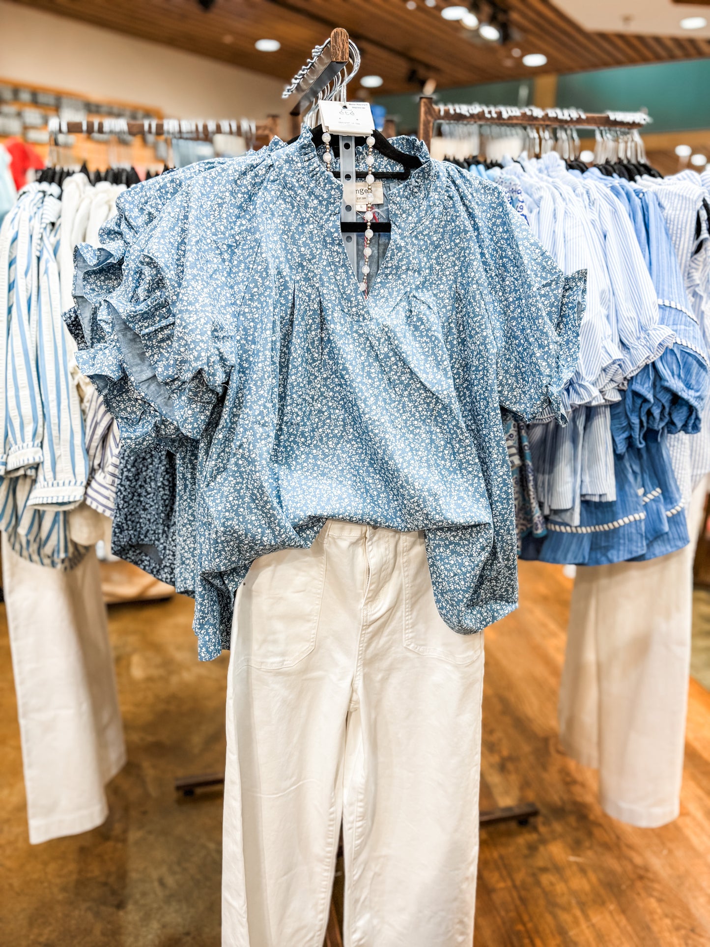 Mini Floral Popover Top with Puff Sleeves