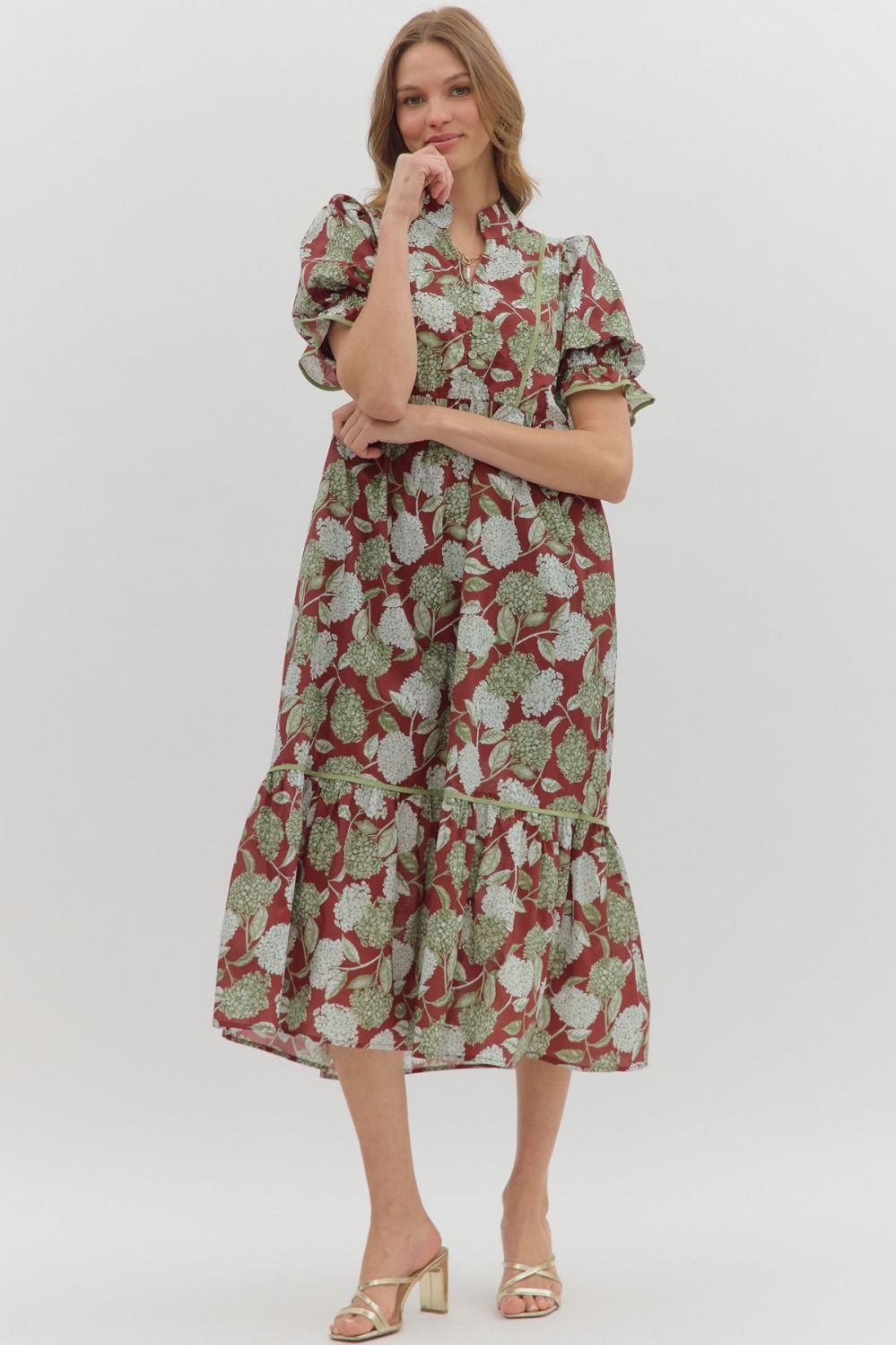 Dress SS Burgundy Hydrangea