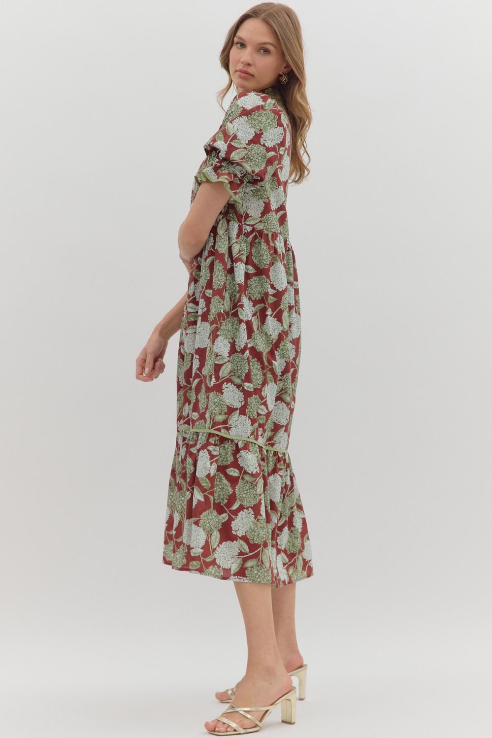 Dress SS Burgundy Hydrangea