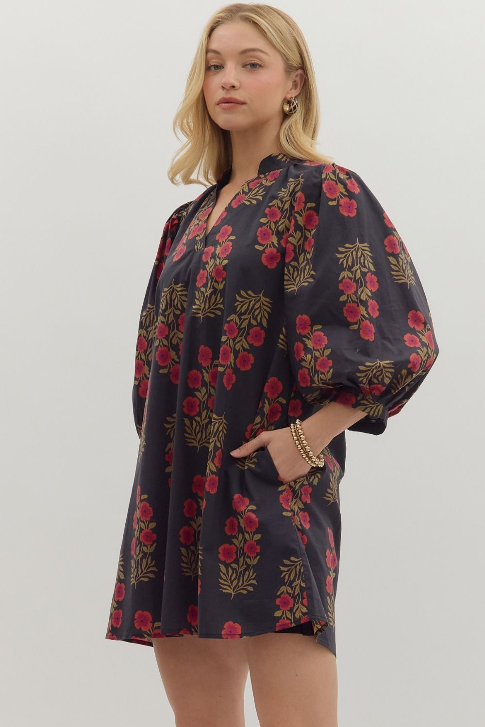 Block Print Floral Dress