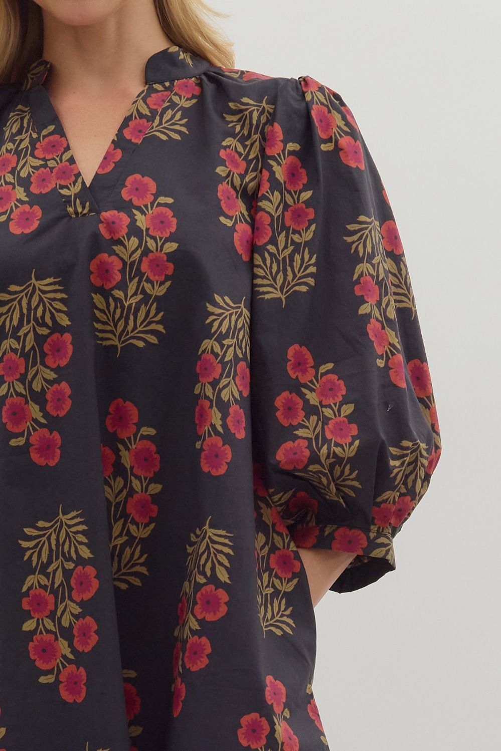 Block Print Floral Dress