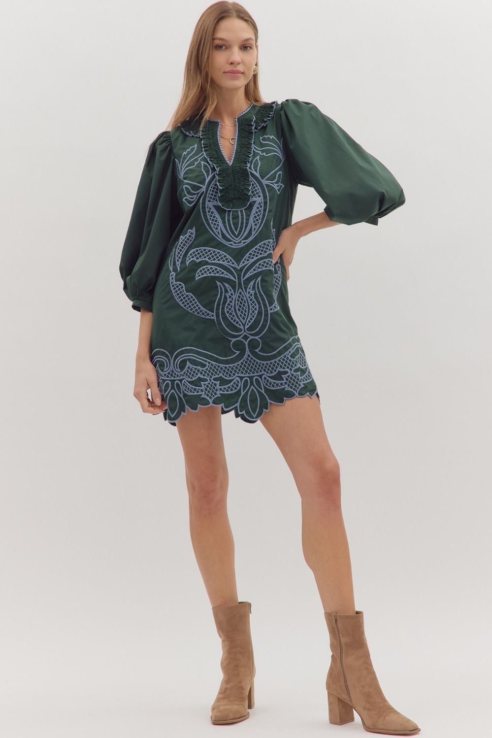 Embroidered Mini Dress