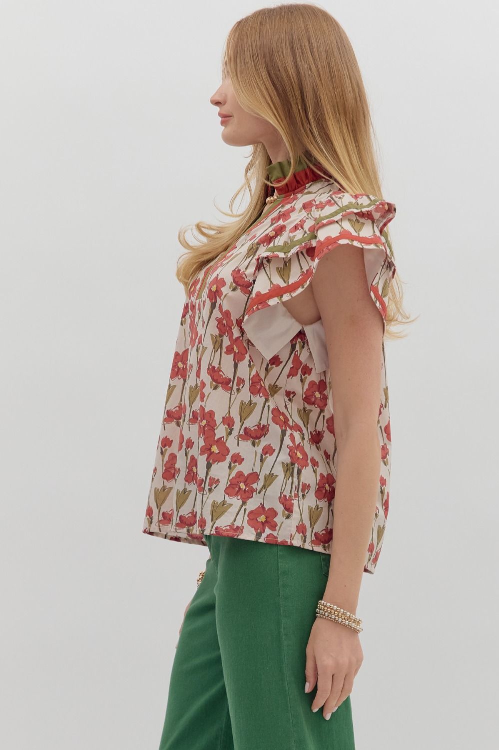 Floral Flutter Sleeve Popover