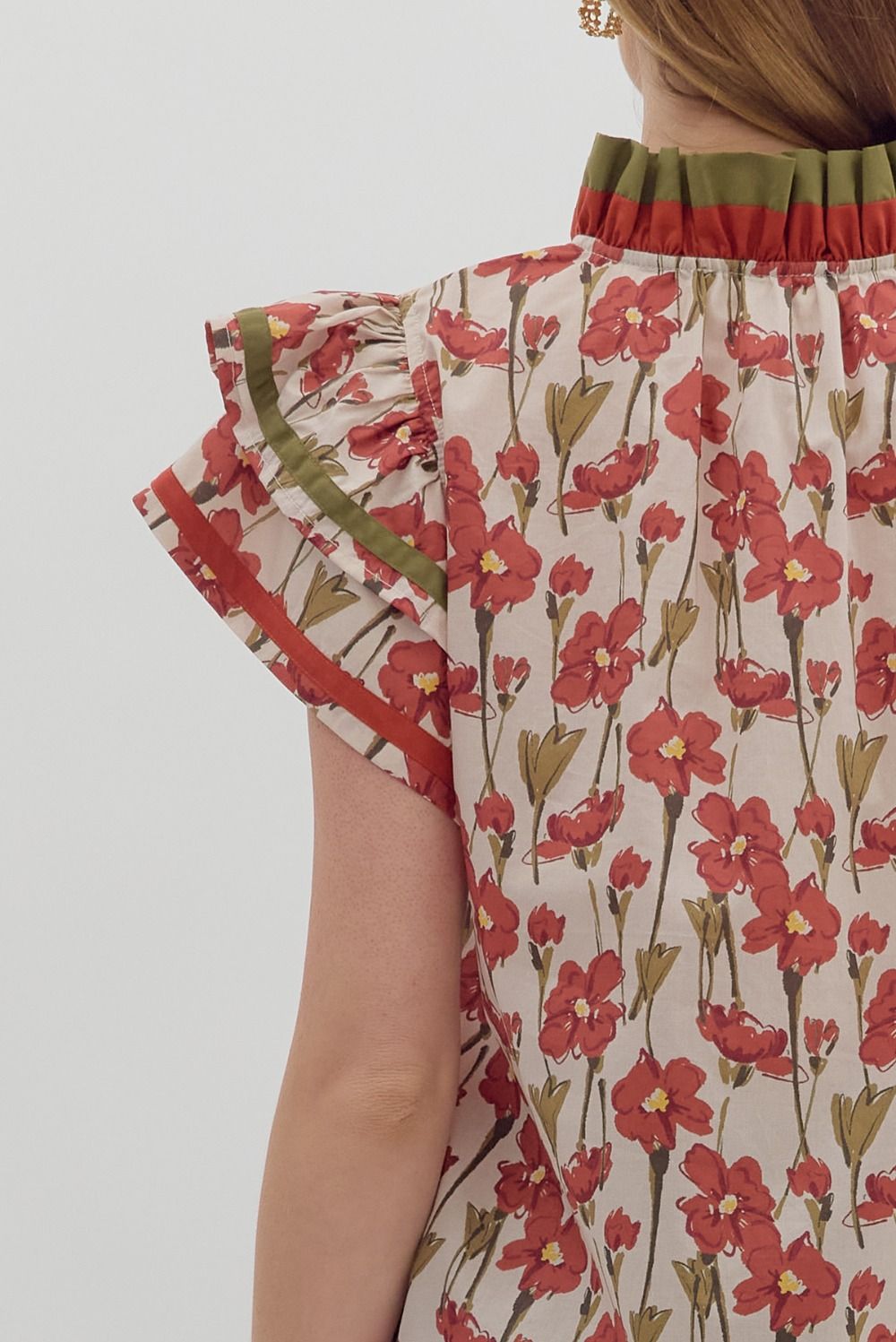 Floral Flutter Sleeve Popover