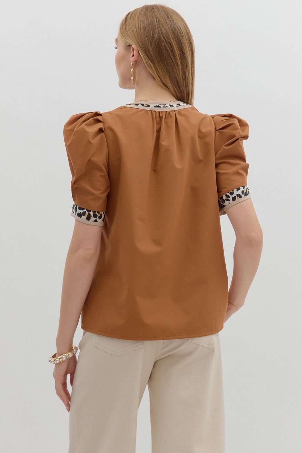 Leopard Trimmed Top
