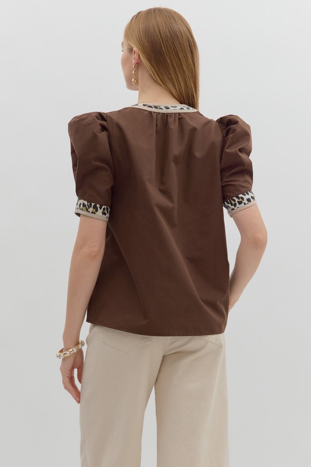 Leopard Trimmed Top