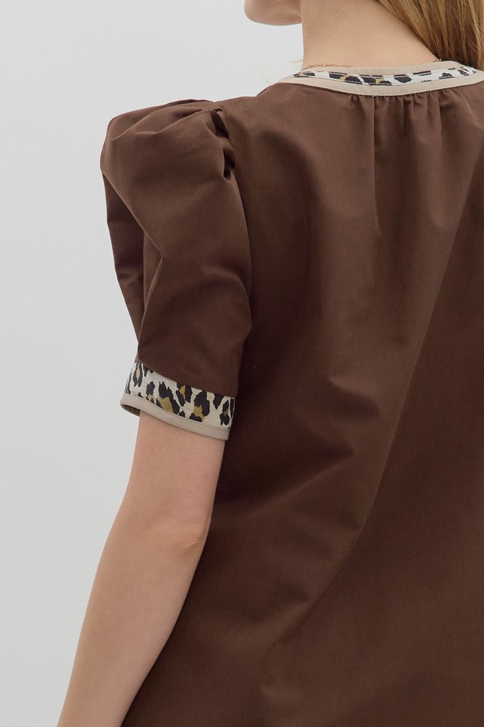 Leopard Trimmed Top