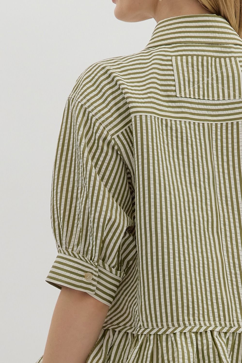 Ruffle Hem Button Down Top