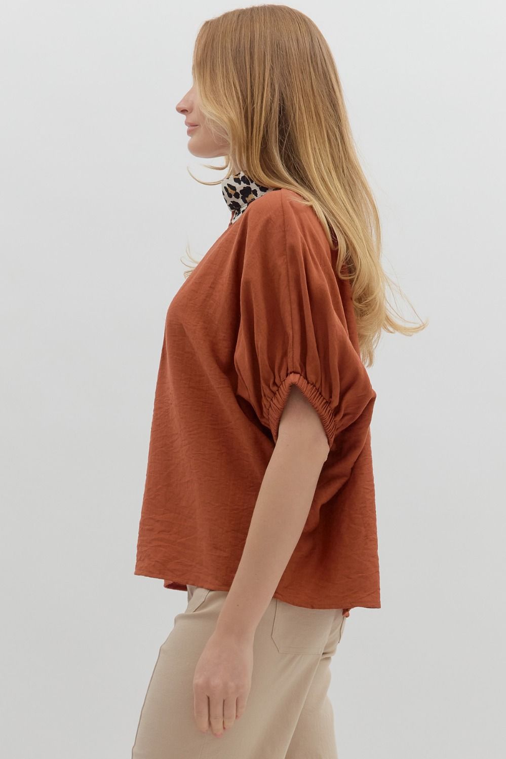 Leopard Trim Dolman Top
