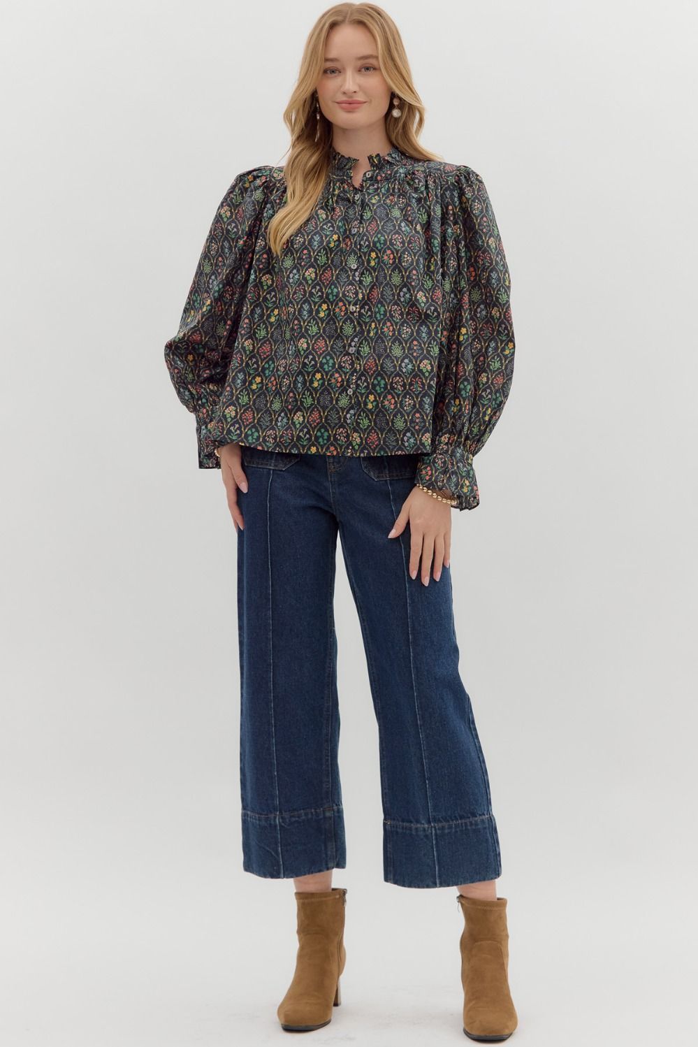 Multi-Floral Long Sleeve Top