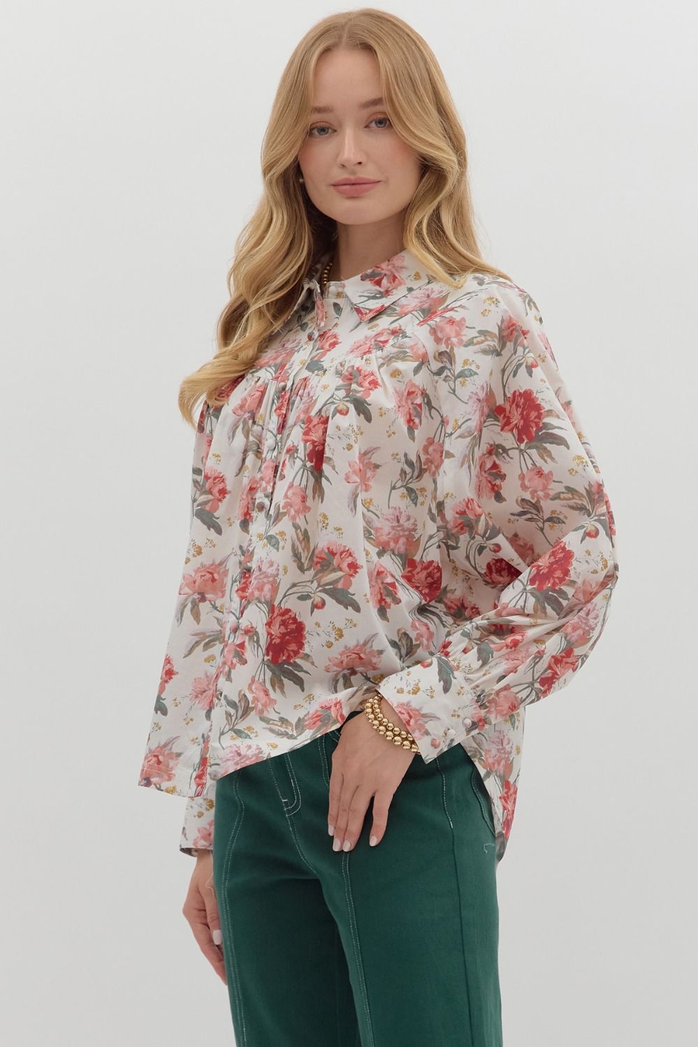 Floral Button Front Top