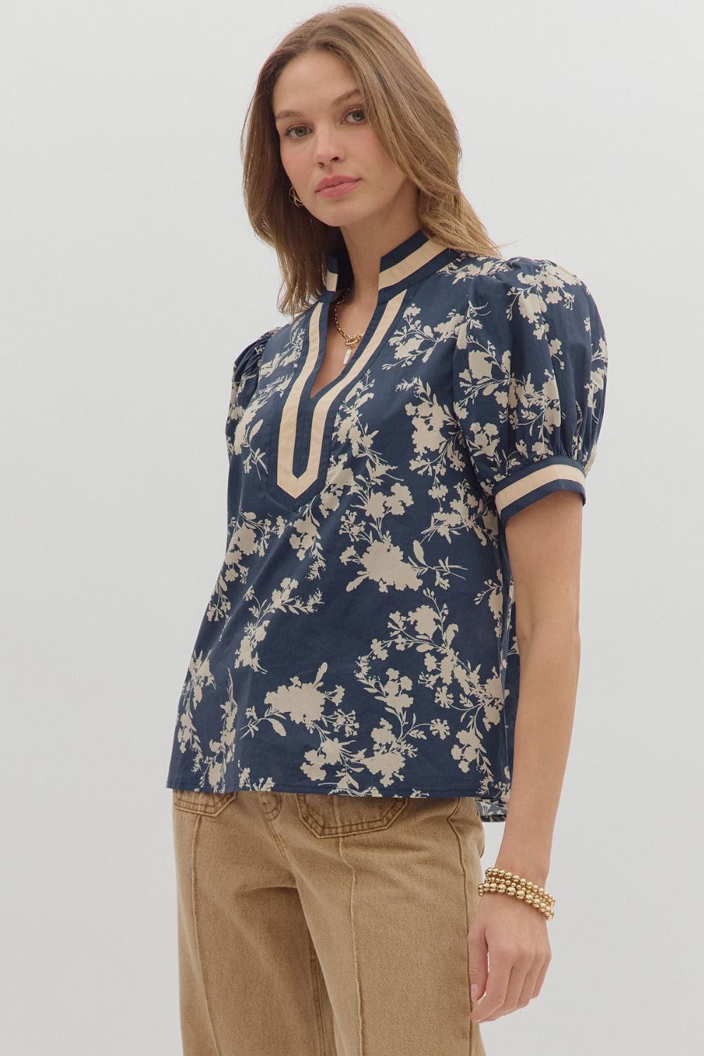 Midnight Blue Floral Top