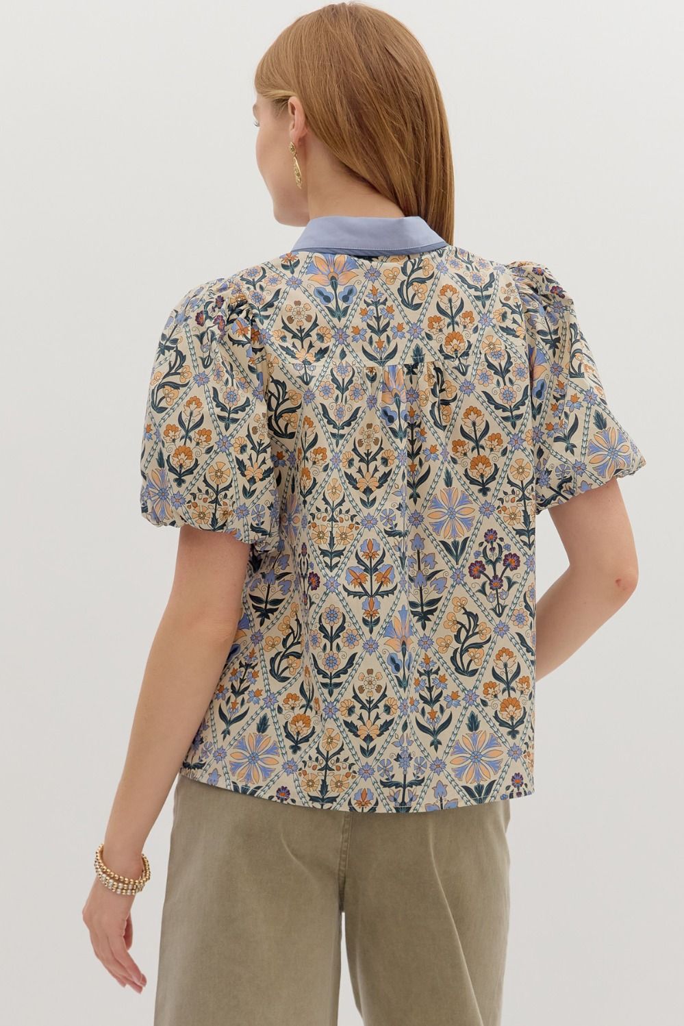 Floral Bubble Sleeve Top