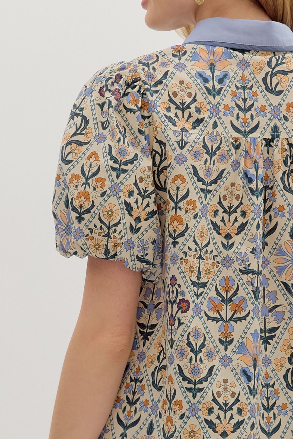 Floral Bubble Sleeve Top