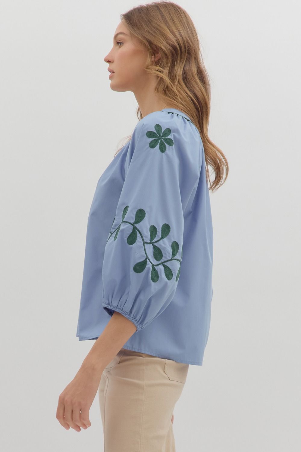 Embroidered Sleeve Top