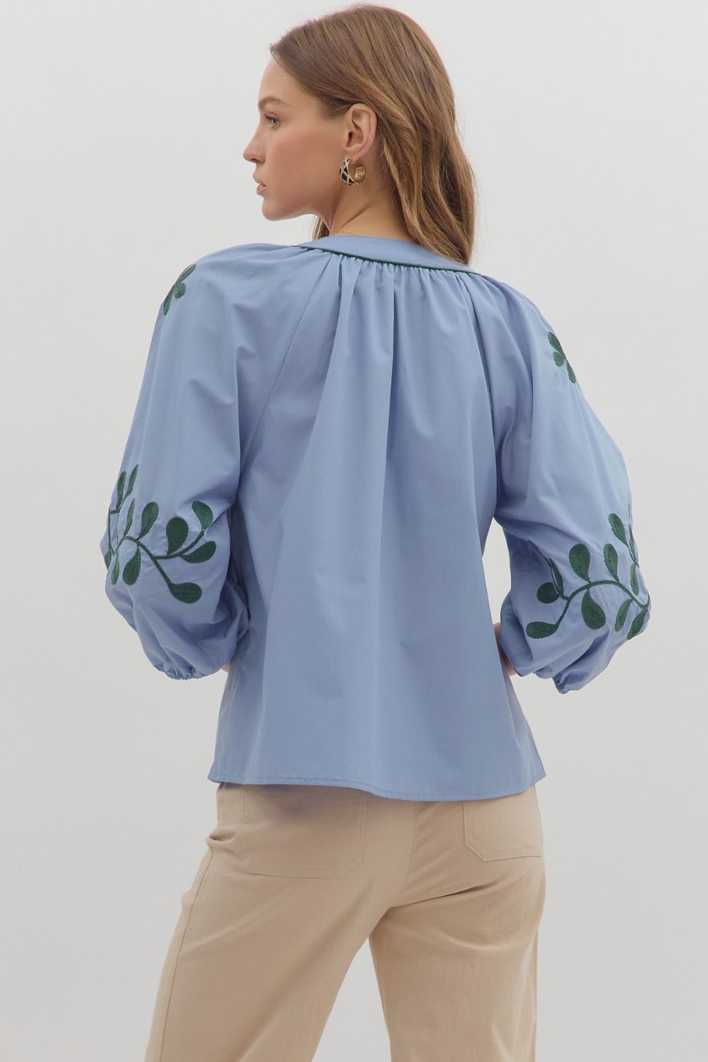 Embroidered Sleeve Top