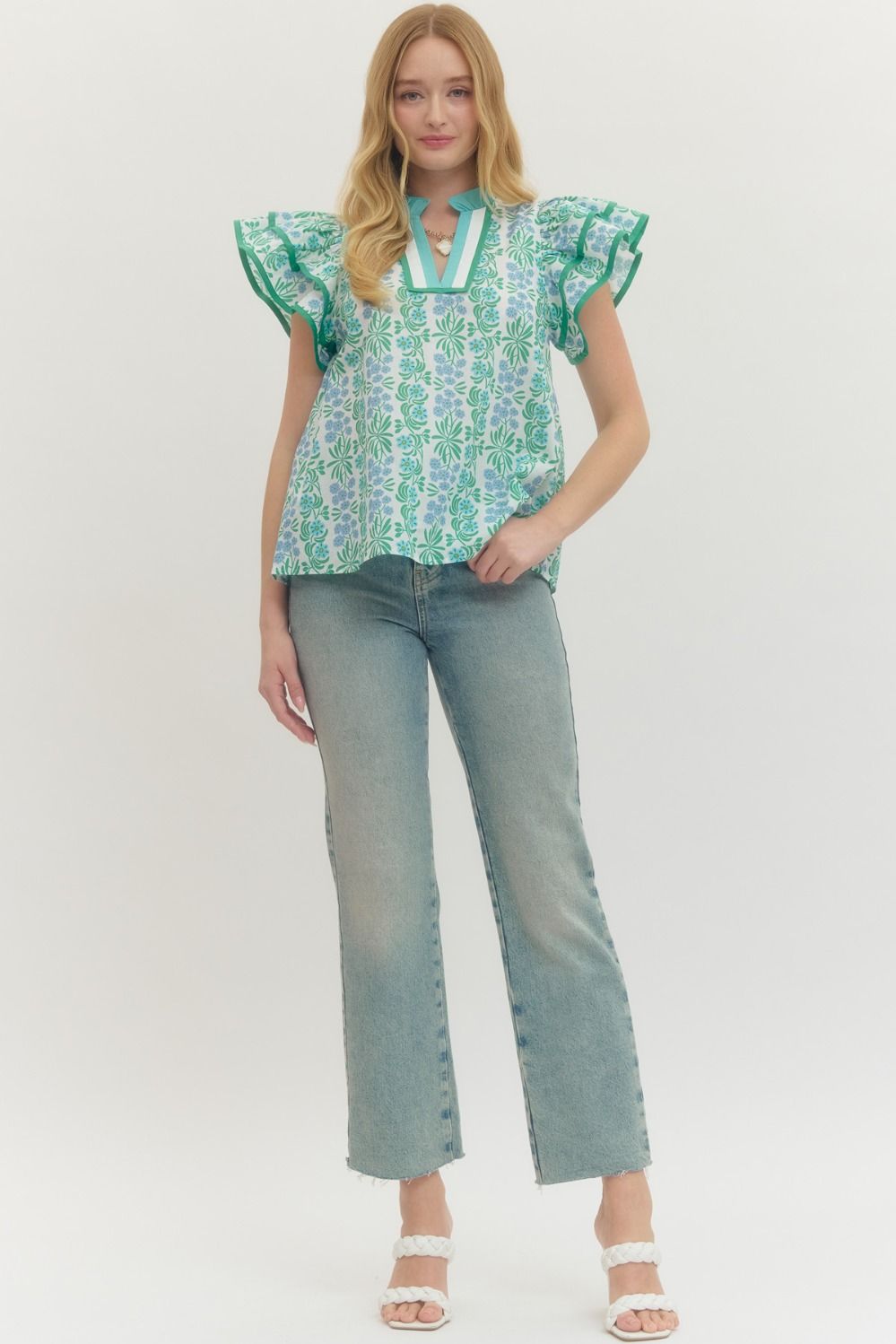 Flutter Sleeve Floral Top