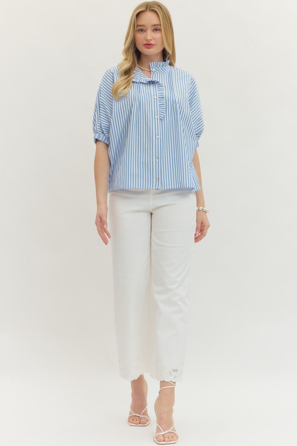 Short Sleeve Striped Button Down