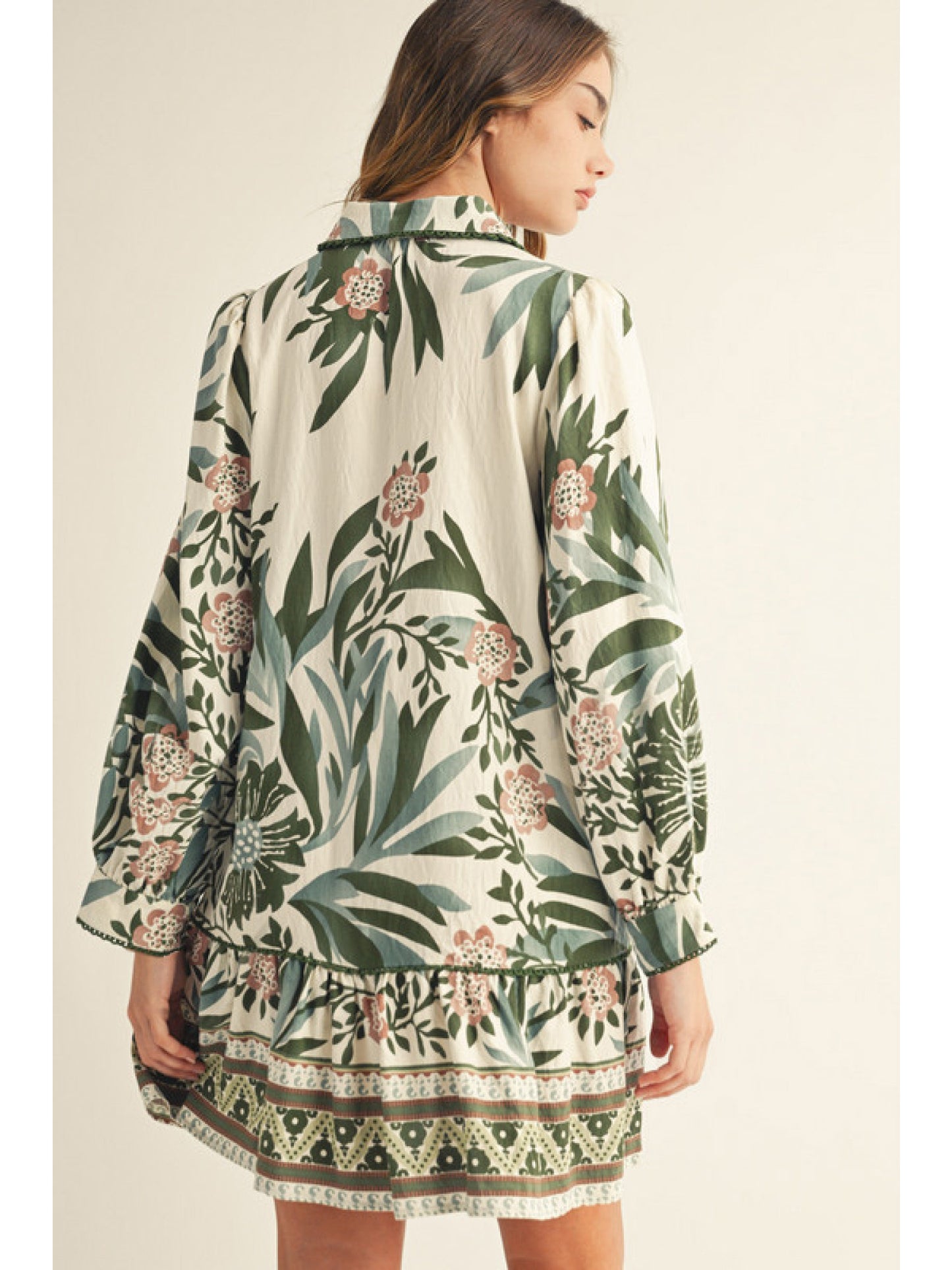 Long Sleeve Floral Mini Dress