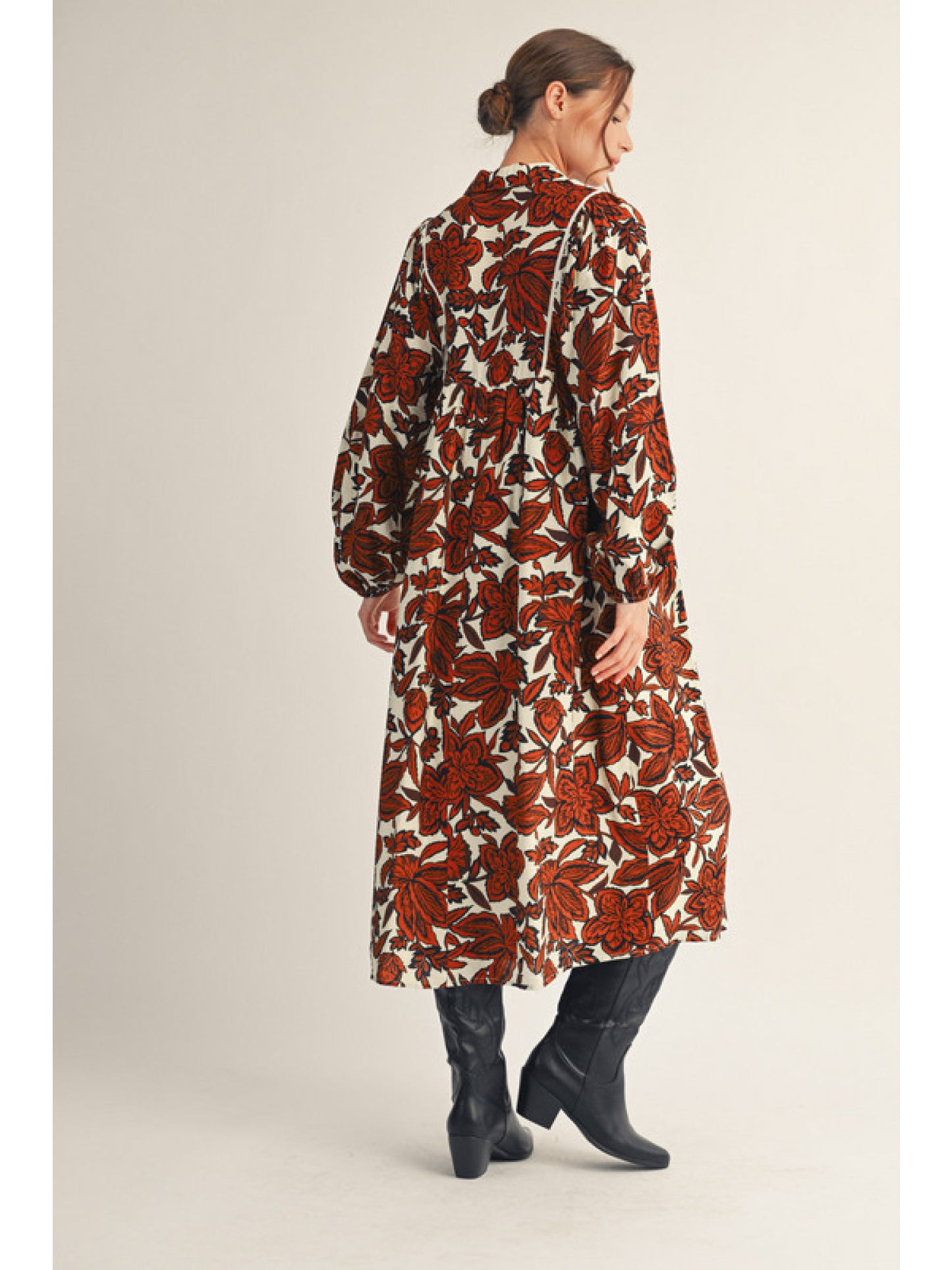 Autumn Floral Midi Dress