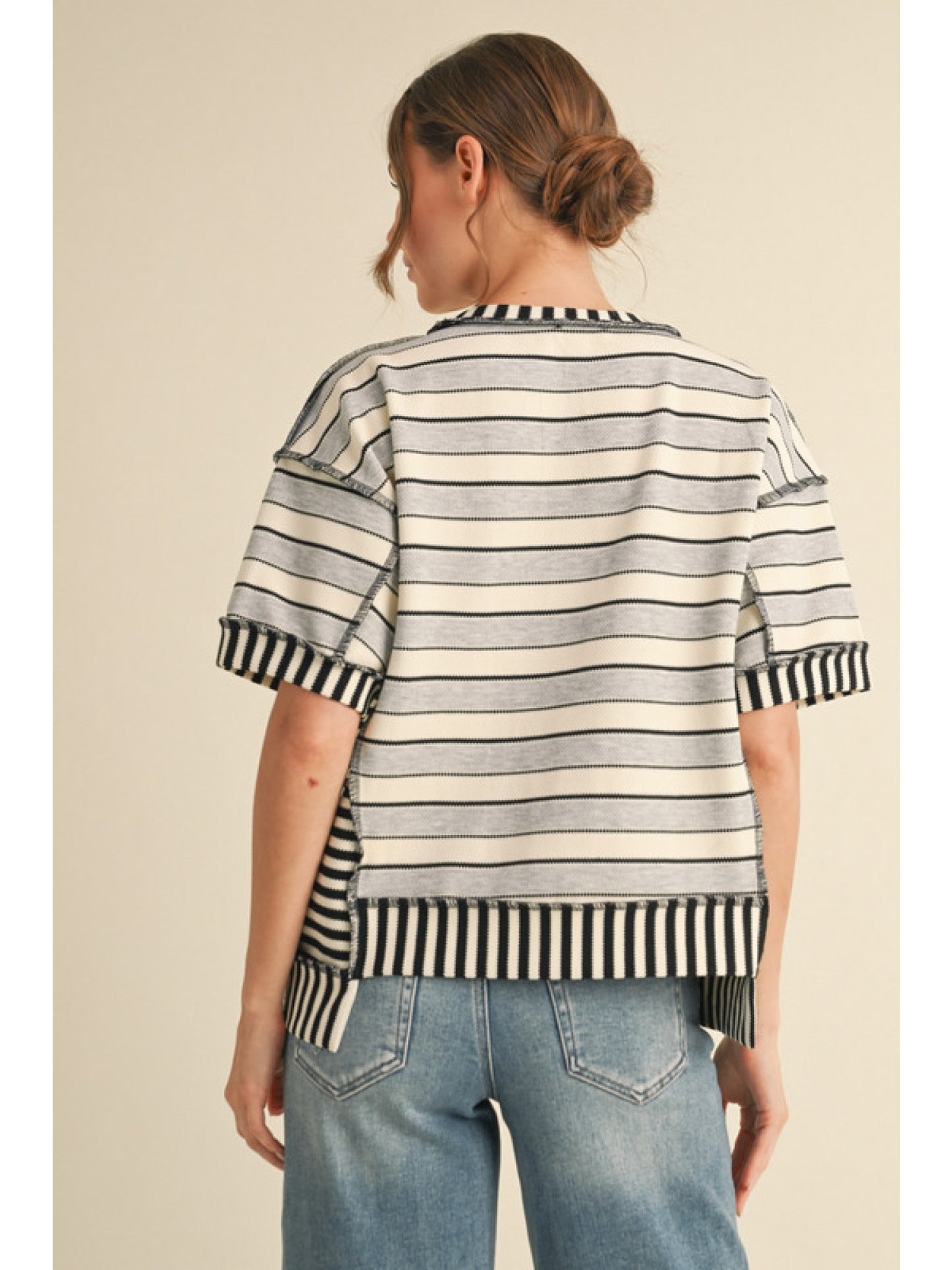 Contrasting Striped Pullover