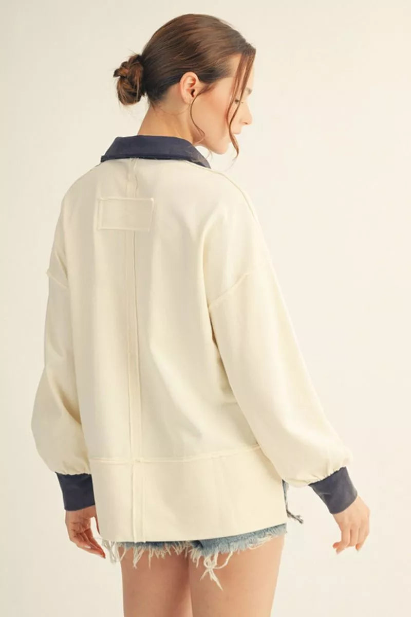 American Flag Polo Sweatshirt