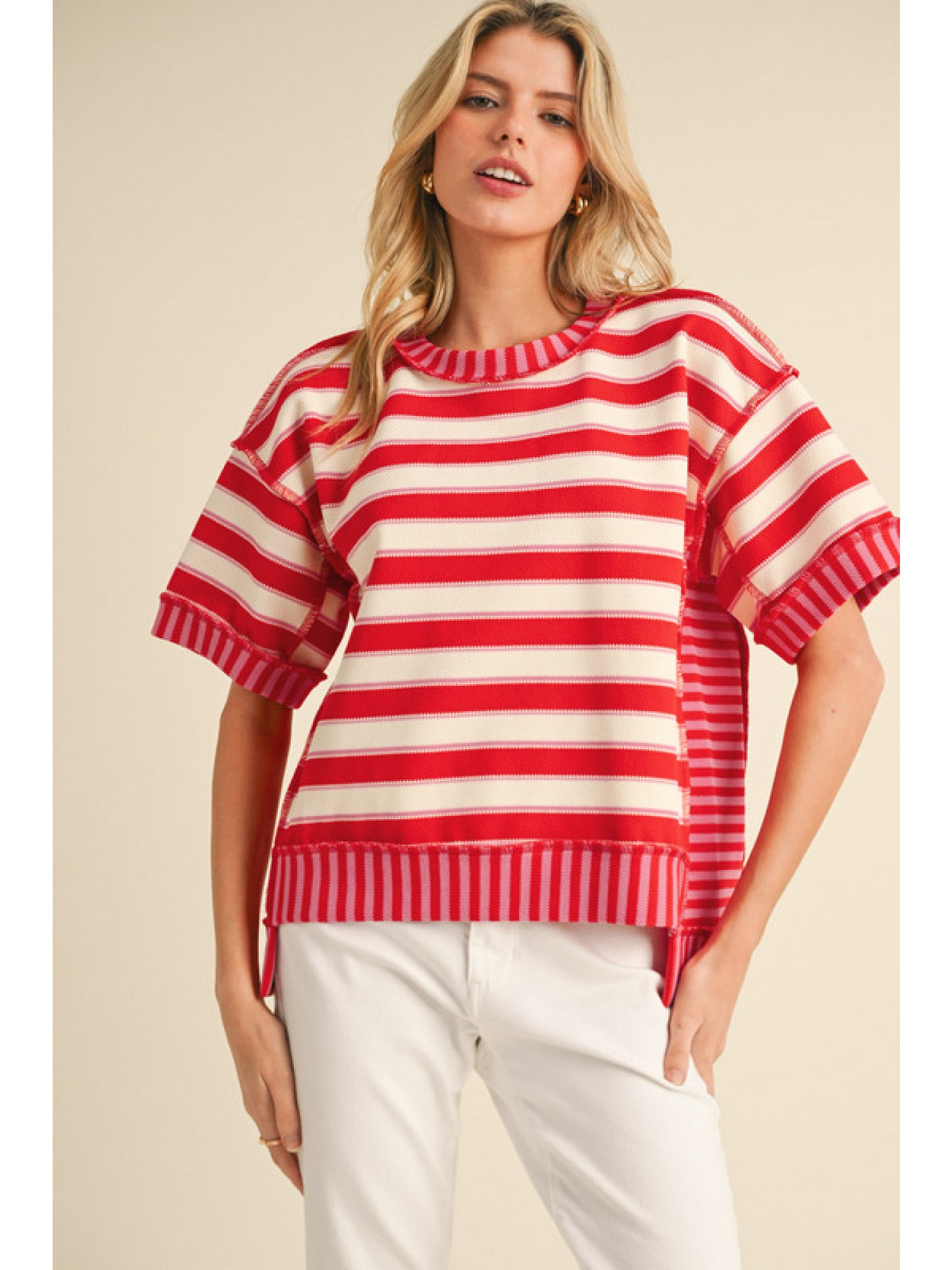 Contrasting Striped Pullover