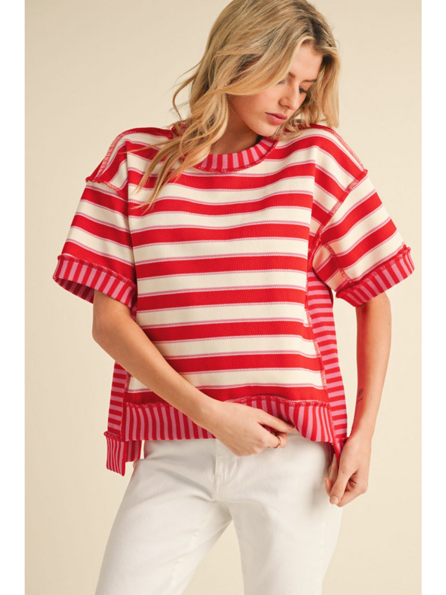 Contrasting Striped Pullover