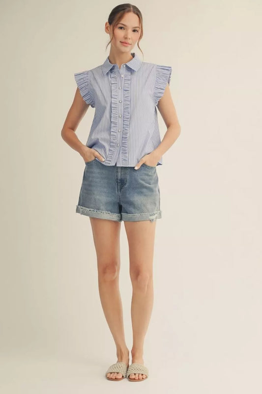 Ruffled Cap Sleeve Top