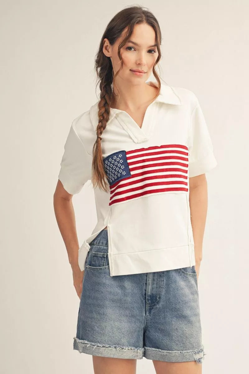 Short Sleeve American Flag Top