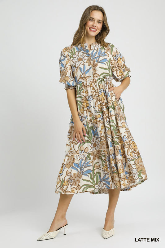 Floral Tiered Midi Dress