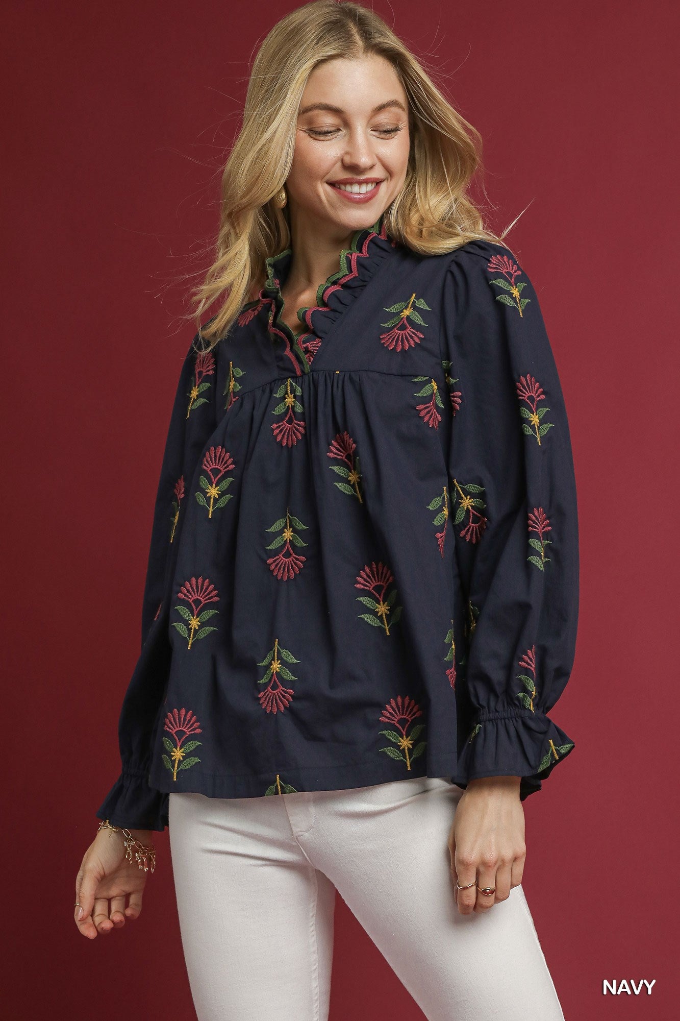 Embroidered Floral Top