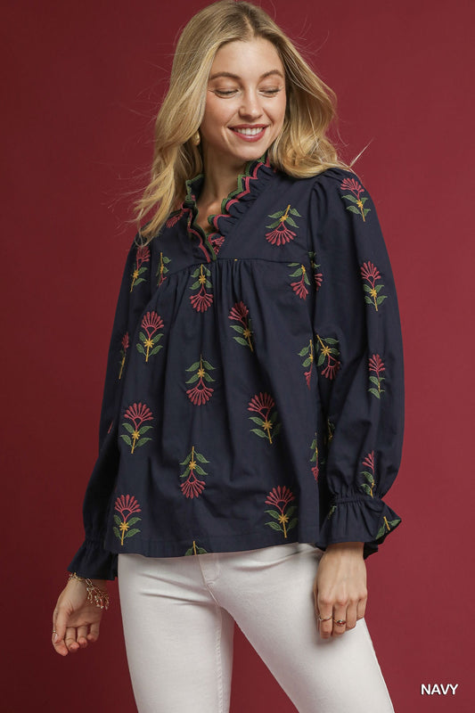 Embroidered Floral Top