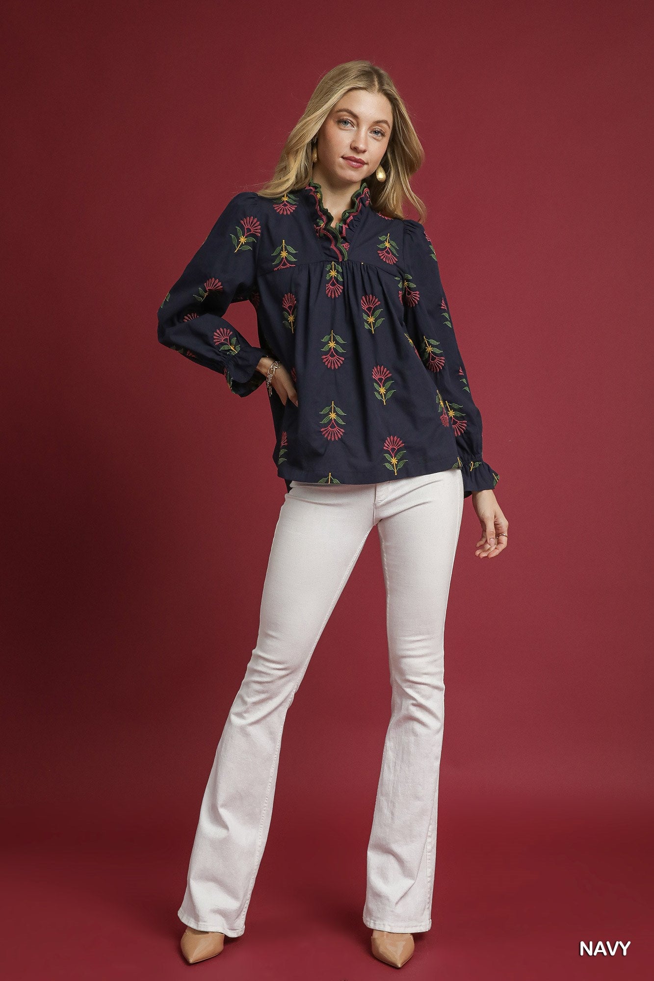 Embroidered Floral Top