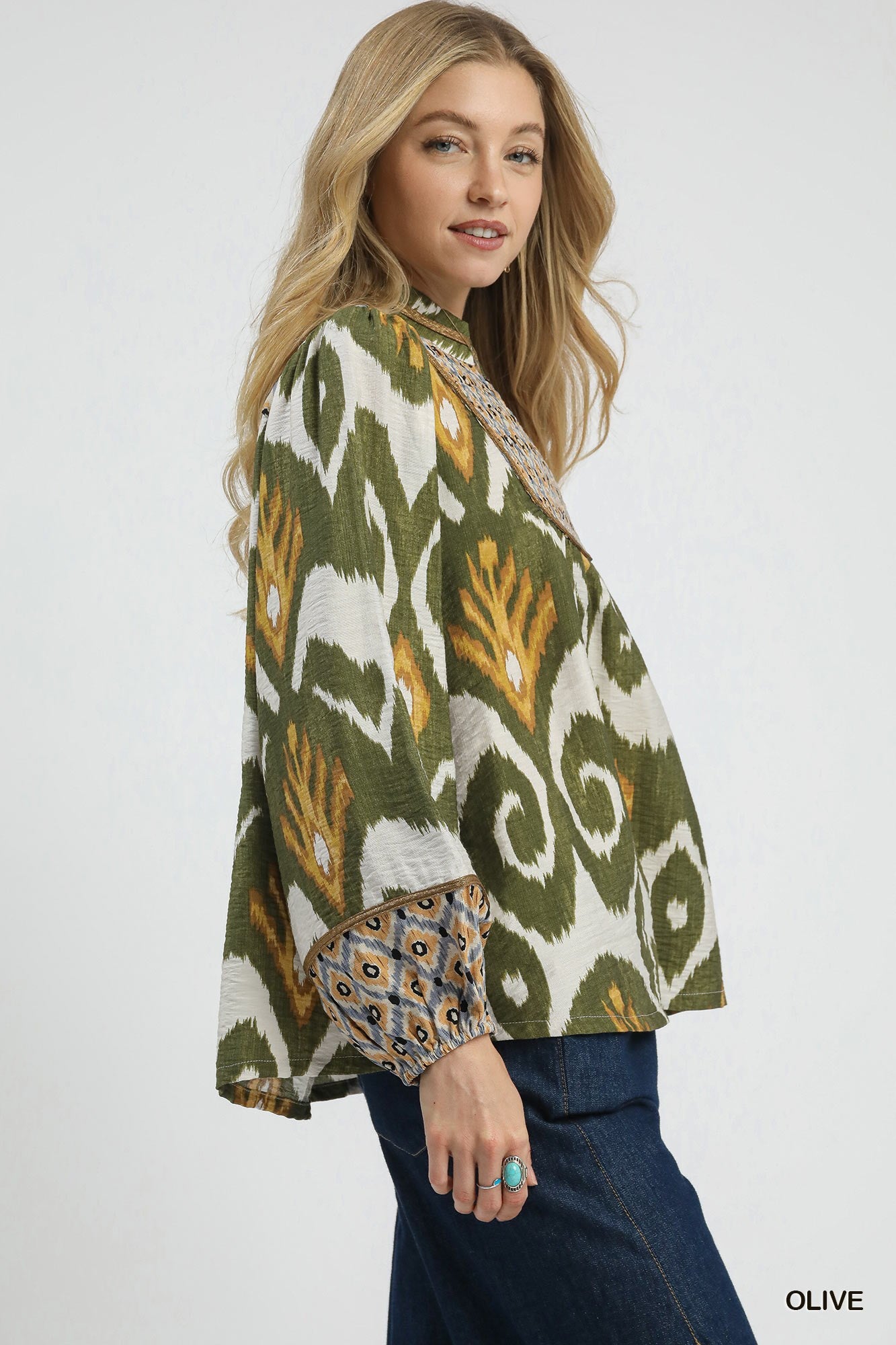 Ikat Print Boho Blouse