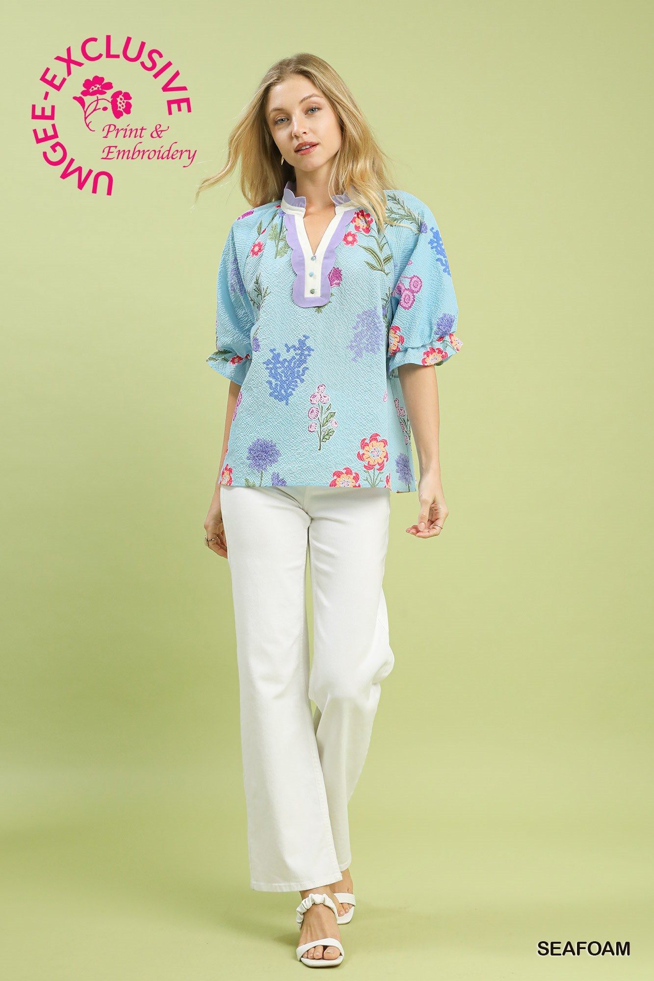 Scallop Trimmed Floral Top