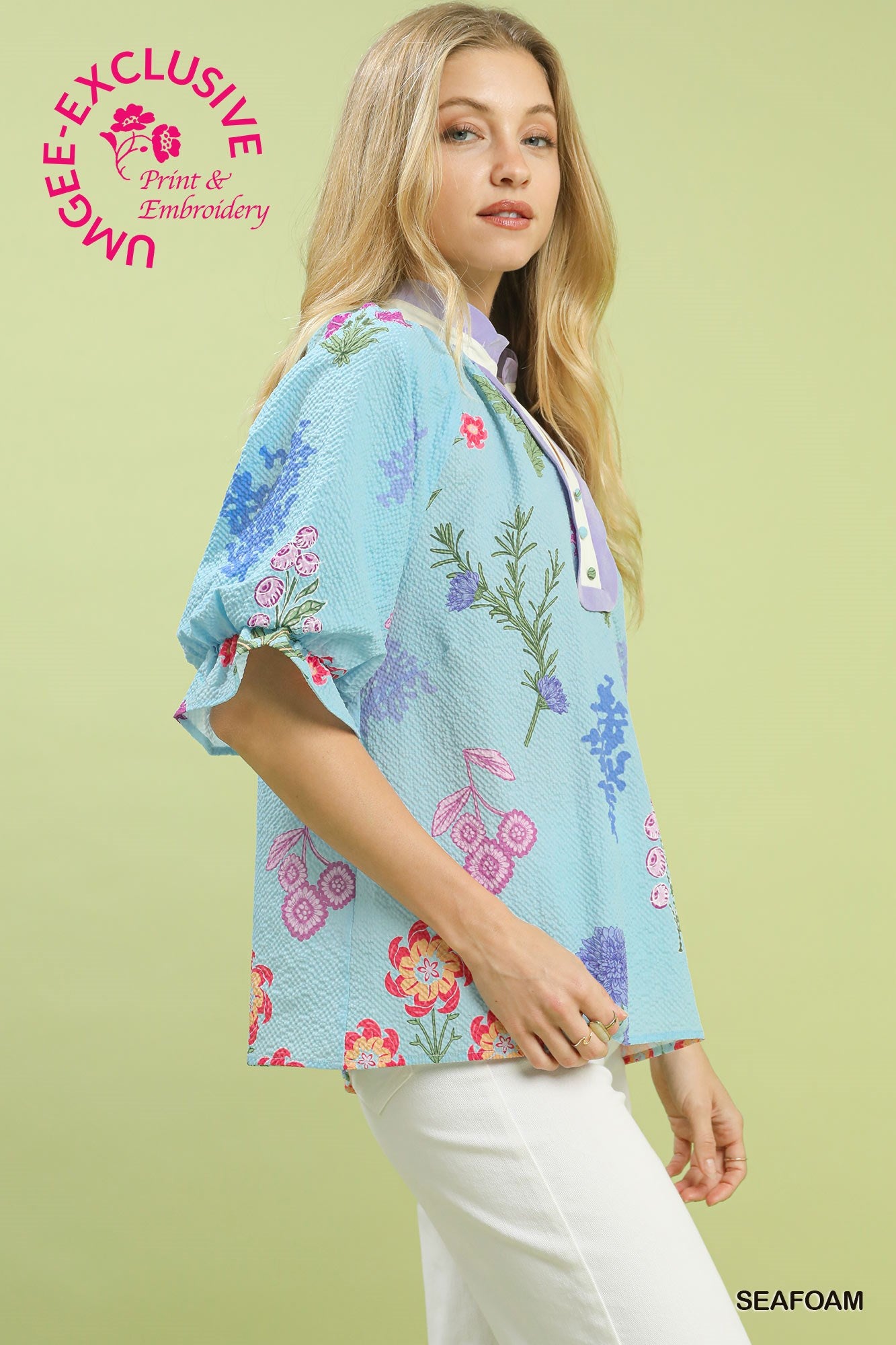 Scallop Trimmed Floral Top