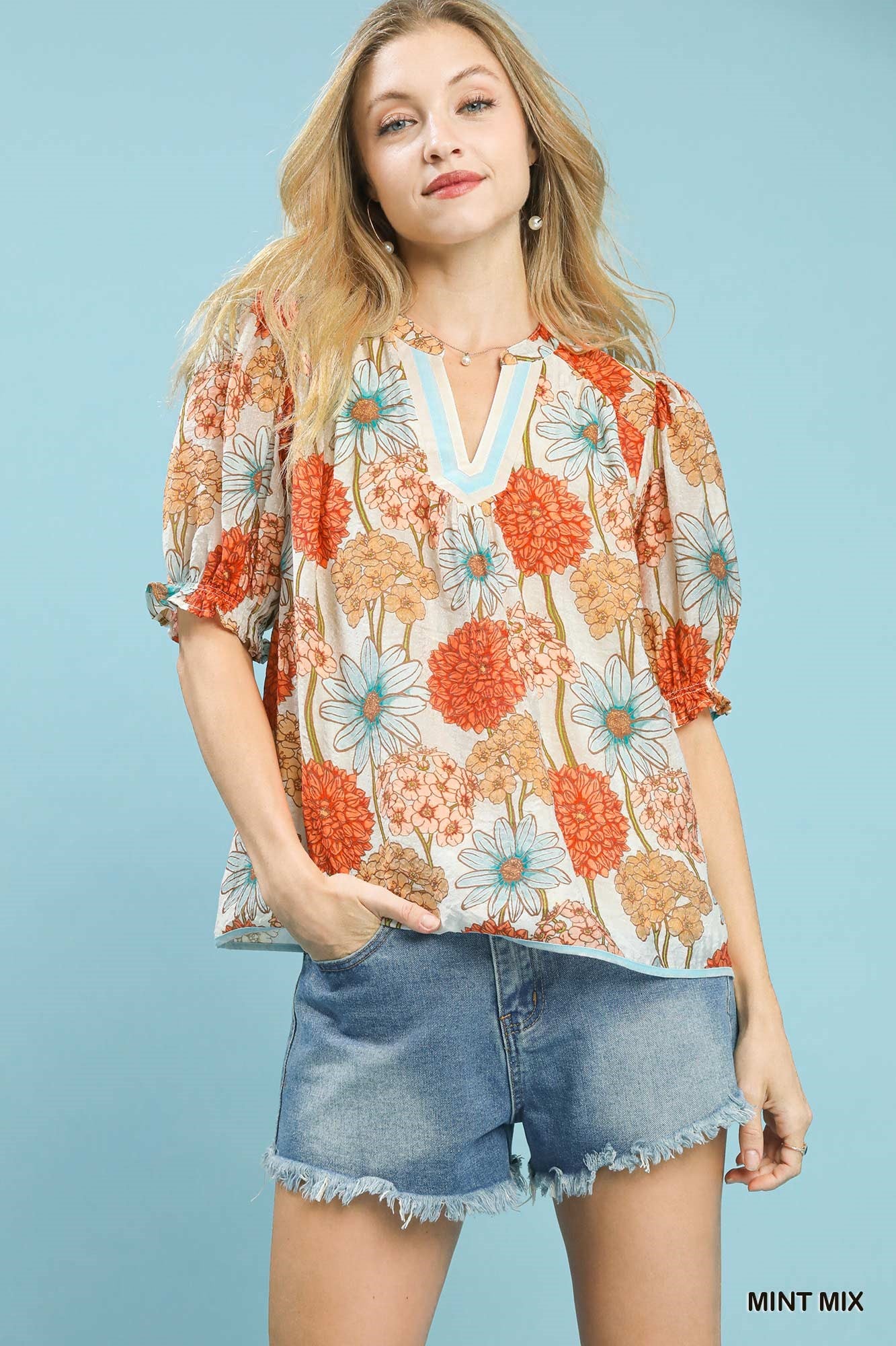 Floral Puff Sleeve Top