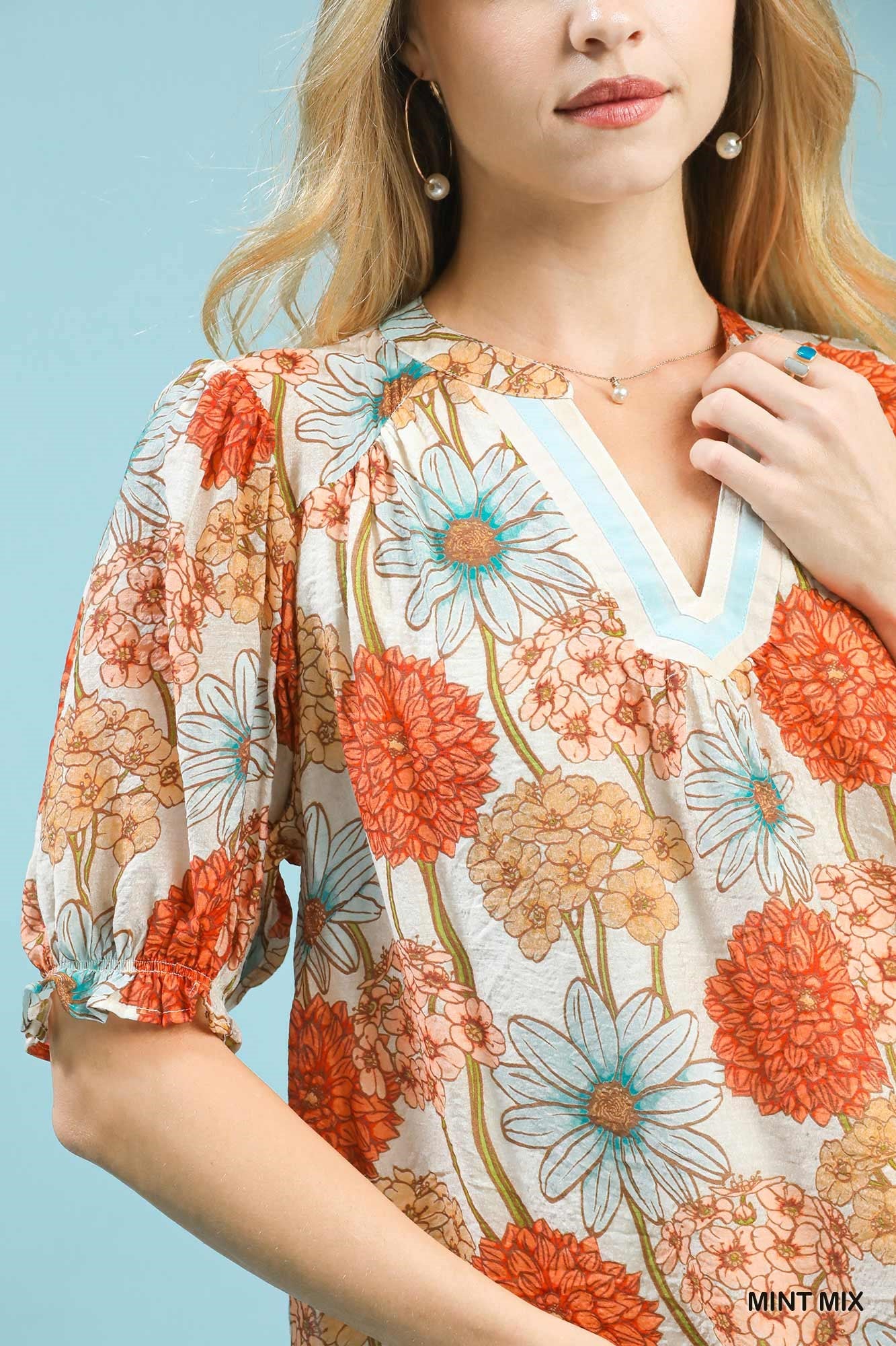 Floral Puff Sleeve Top