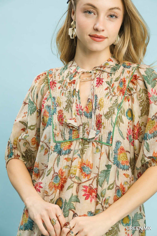 Floral Tiered Mini Dress