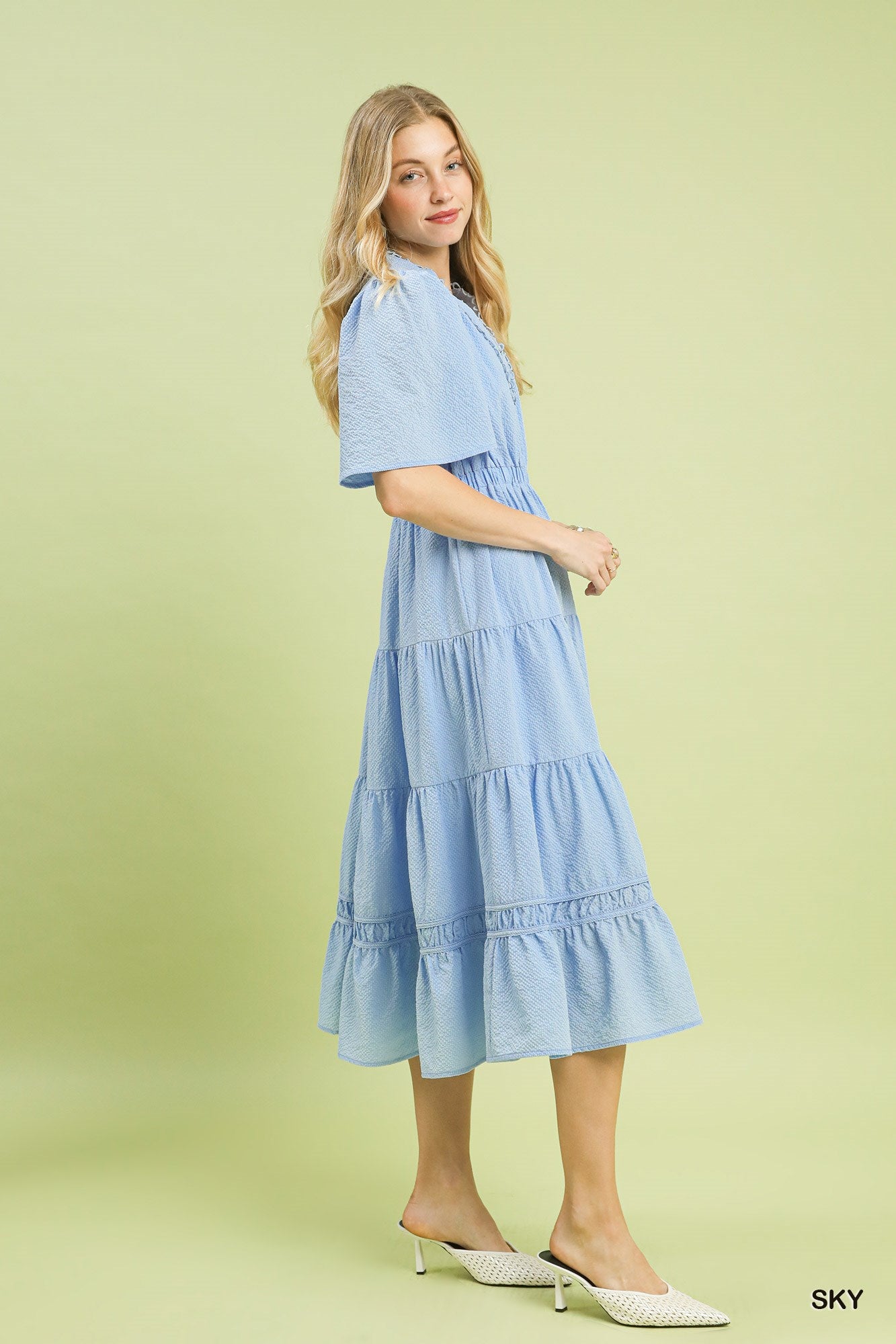 Textured Tiered Midi Dress