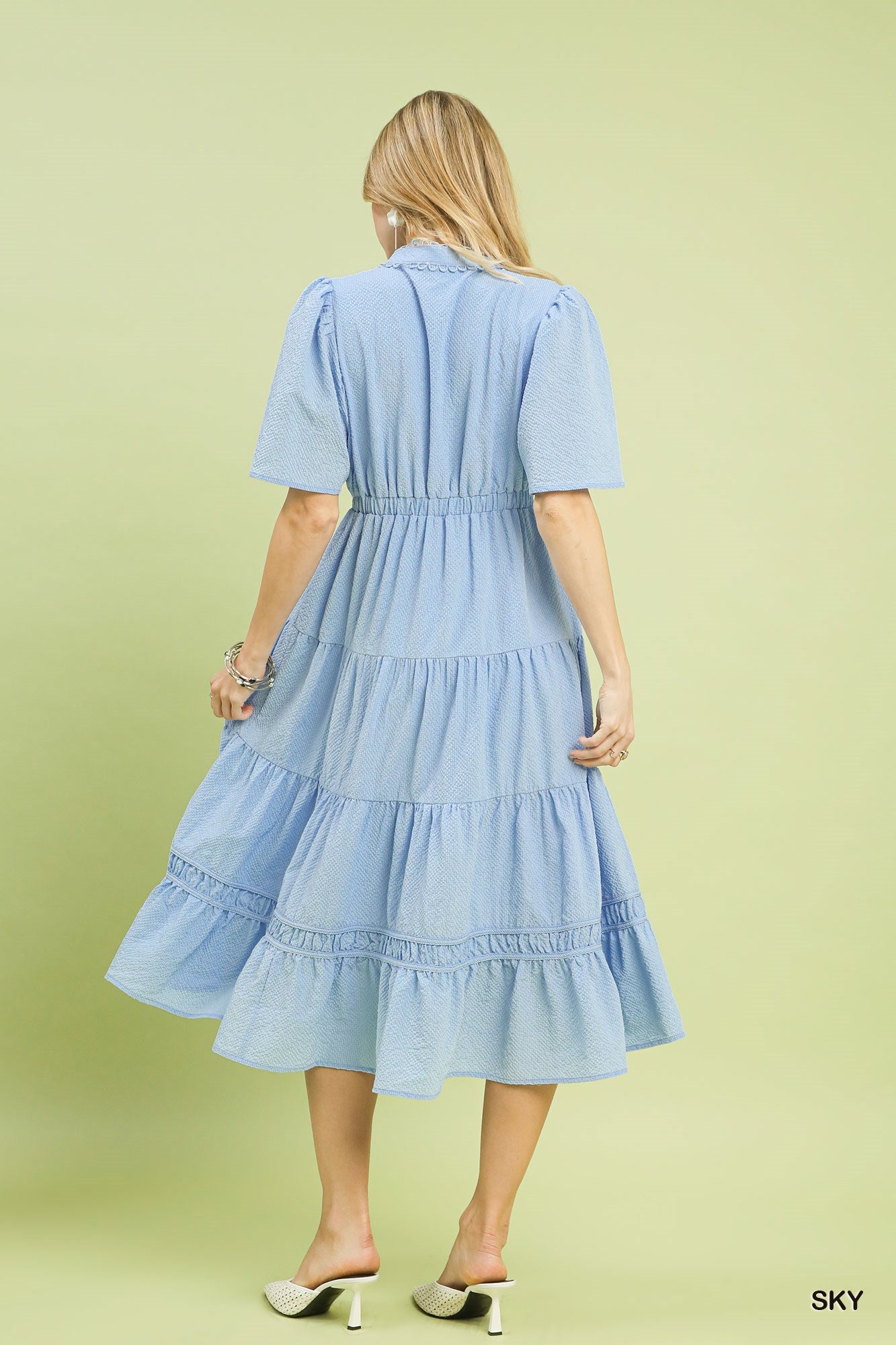 Textured Tiered Midi Dress