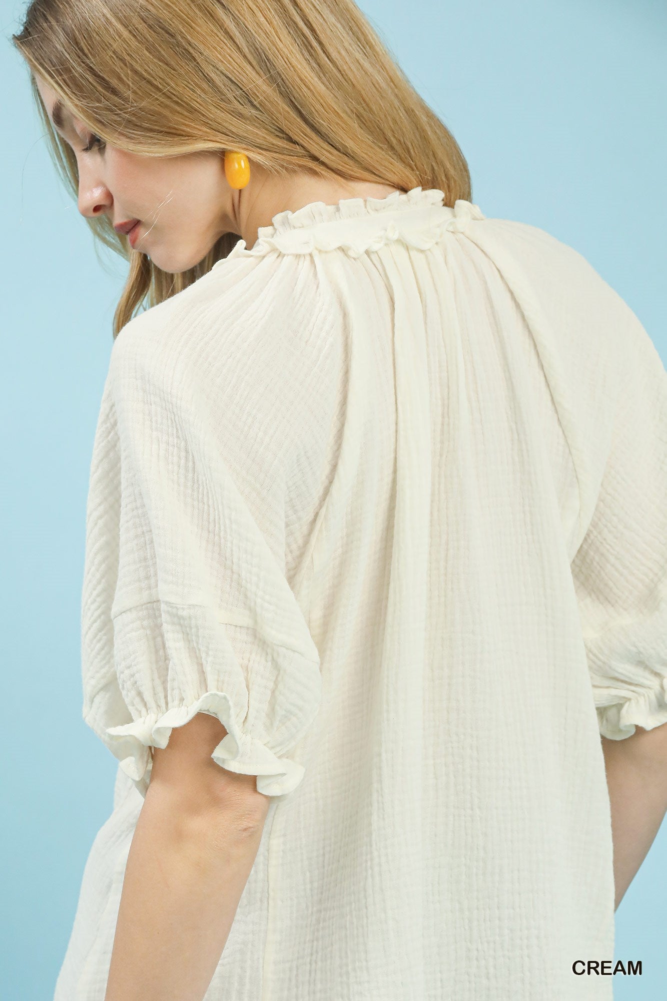 Cotton Gauze Ruffle Top