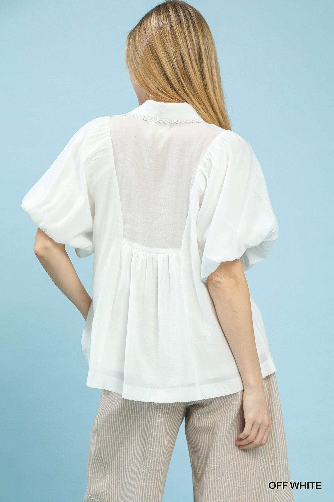 Pleated V Neck Blouse