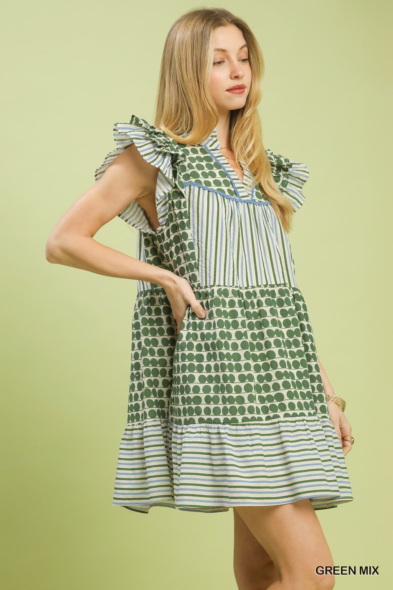 Mixed Pattern Mini Dress