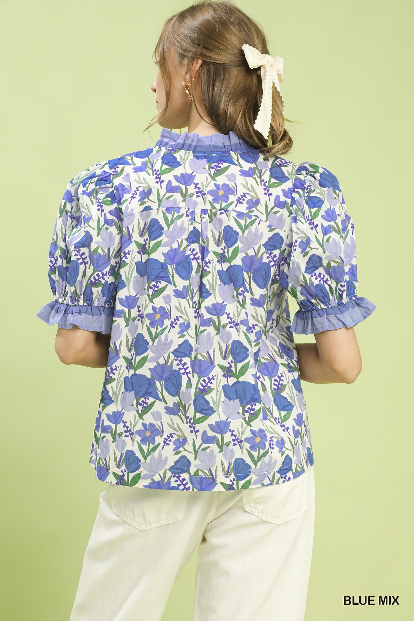 Floral Ruffle Sleeve Top