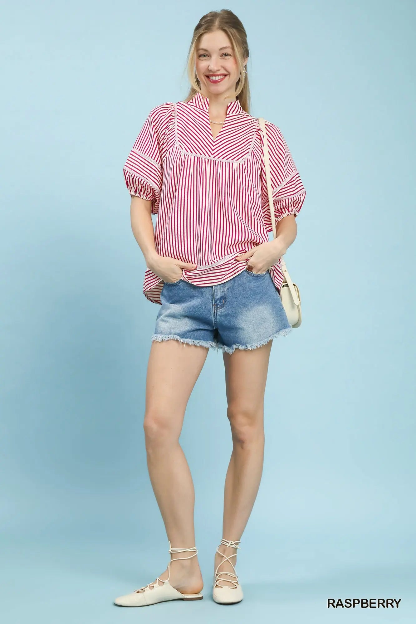 Striped V-neck Top