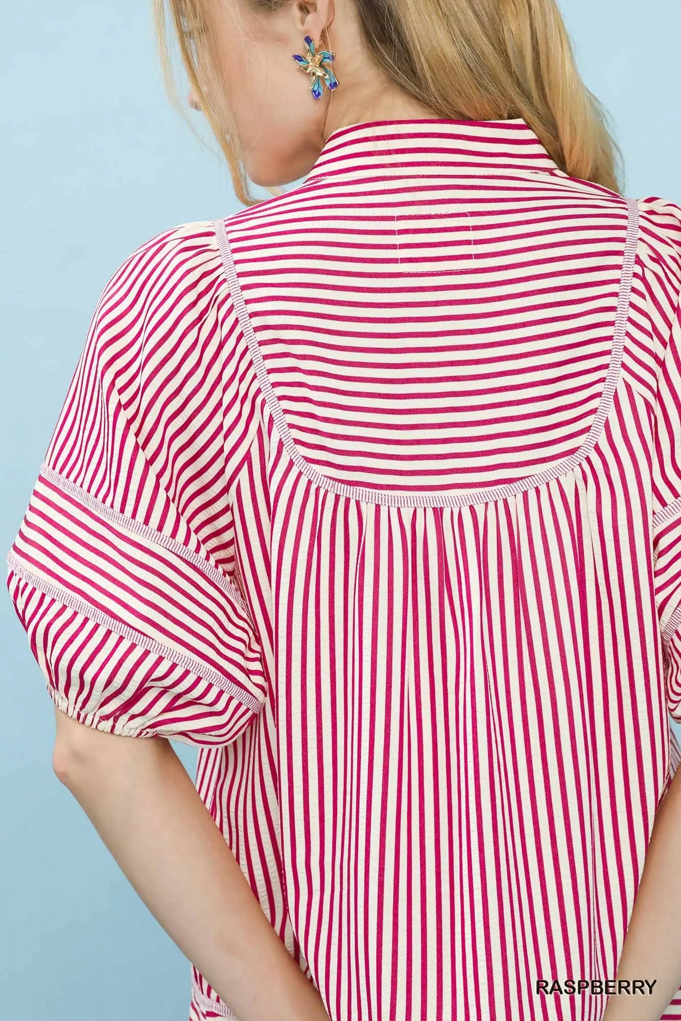 Striped V-neck Top